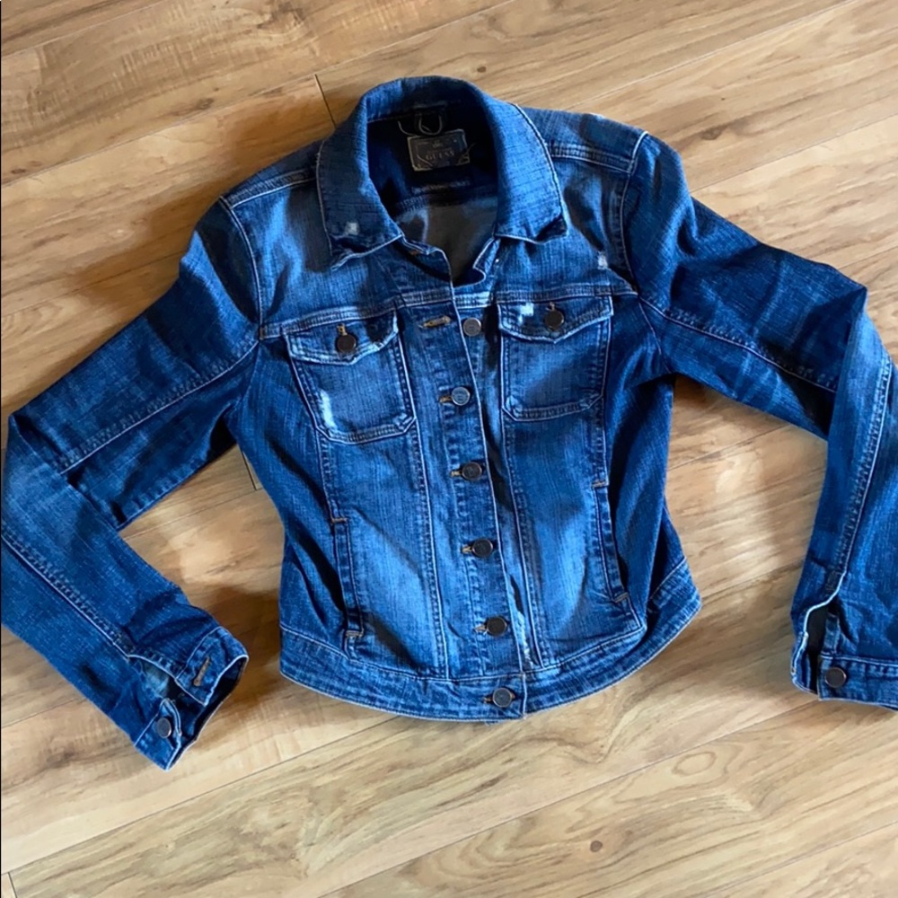 Distressed guess jean jacket
